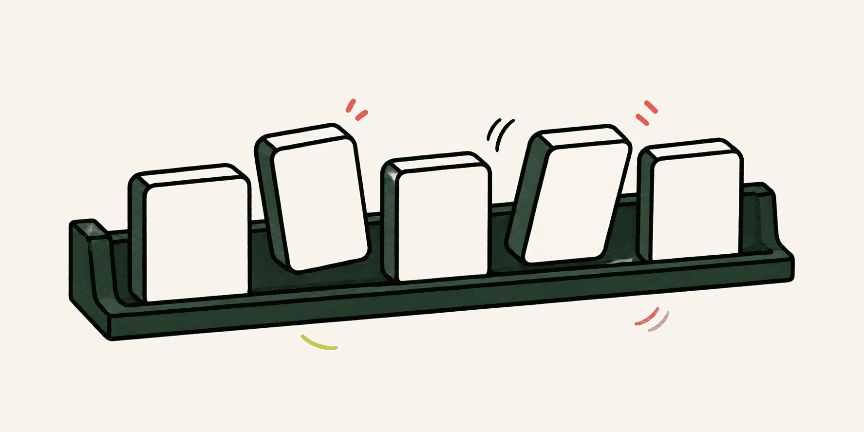 Mahjong tiles being rearranged on a rack